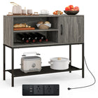 Dreamade Buffet Cabinet with Power Outlets & USB Ports, Wood Coffee Bar Cabinet