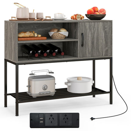 Dreamade Buffet Cabinet with Power Outlets & USB Ports, Wood Coffee Bar Cabinet