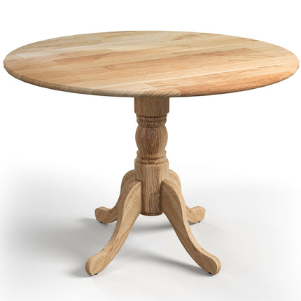 Dreamade Wooden Dining Table, Dining Table with 40" D Round Tabletop & Curved Trestle Legs
