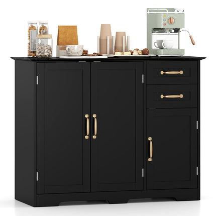 Dreamade 40 Inch Modern Kitchen Sideboard Buffet Cabinet with 2 Drawers and Adjustable Shelf