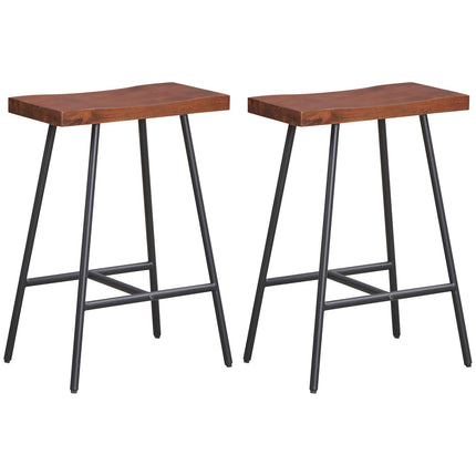 Dreamade 24" Bar Stools Set of 2, Counter Height Bar Stools with Footrests, Solid Metal Legs