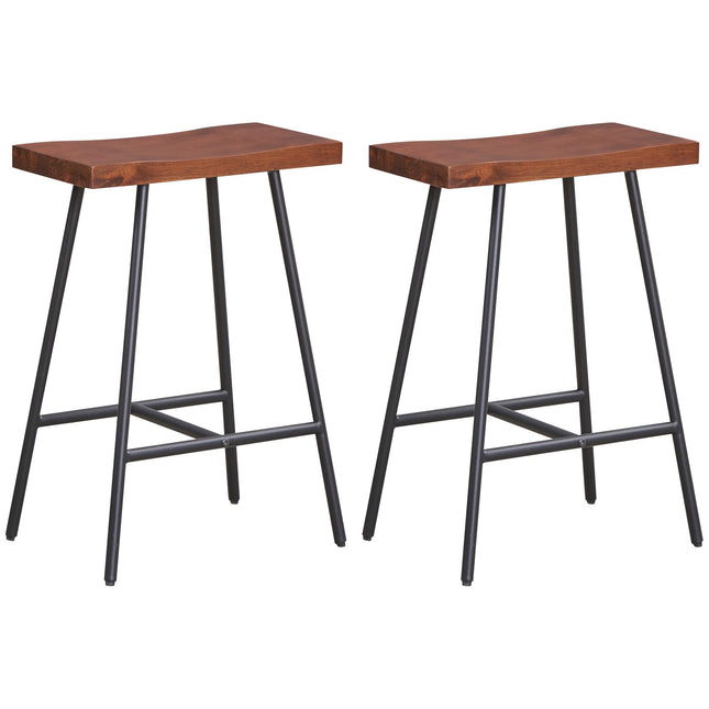 Dreamade 24" Bar Stools Set of 2, Counter Height Bar Stools with Footrests, Solid Metal Legs