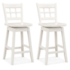 Dreamade Bar Stools, Farmhouse Swivel Barstools with 6-Grid Hollow Back & Ergonomic Contoured Seat