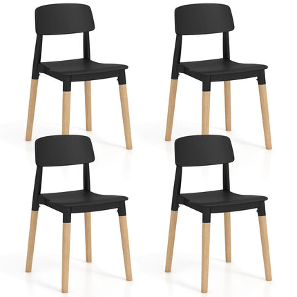 Dreamade Wooden Dining Chairs Set of 4, Modern Dining Side Chairs Set w/Ergonomic Backrest, Wide Seat & Sturdy Wooden Legs
