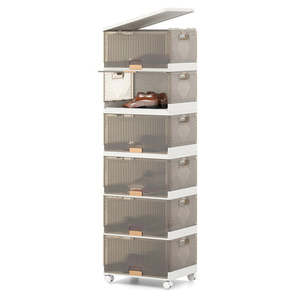 Dreamade 6 Tier Stackable Storage Bins with Lids 27 Gal Foldable Shoe Storage Box