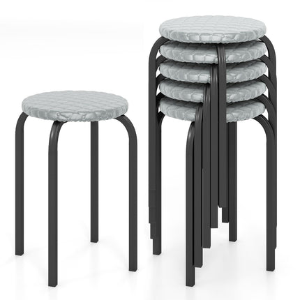 Dreamade 18" Stackable Stools Set of 6 | Round Nesting Stools with Removable Washable Covers