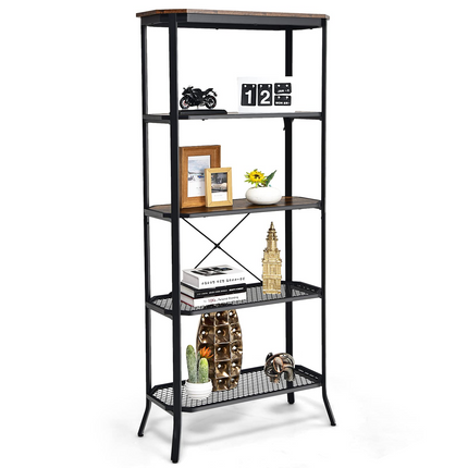 Dreamade Industrial Bookshelf, 5-Tier Vintage Bookcase