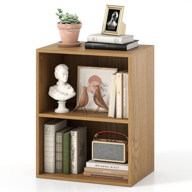 Dreamade 2-Cube Bookshelf | 2-Layer Storage Shelf Bookcase w/Large-Capacity Open Storage Space