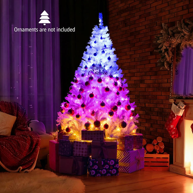 Dreamade White Pre-Lit Artificial Christmas Tree with Warm White & 3-Color LED Lights