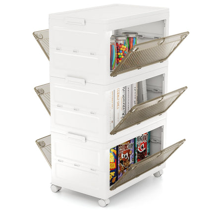 Dreamade 33 Gal 3 Tier Stackable Storage Boxes with Wheels