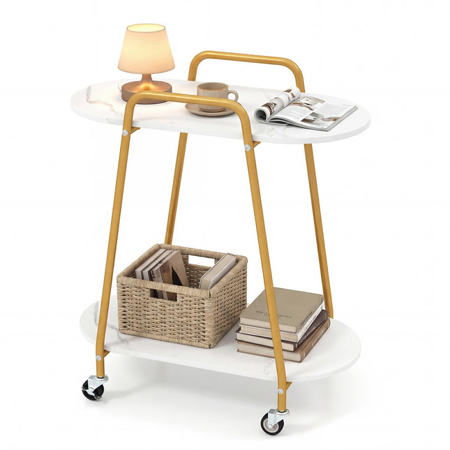 Dreamade 2-Tier Gold Rolling Cart for Home Kitchen