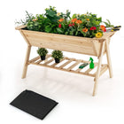 Dreamade Plant Raised Bed 2 Tiers Garden Bed, Outdoor Fir Wood Plant Container with Storage Shelf