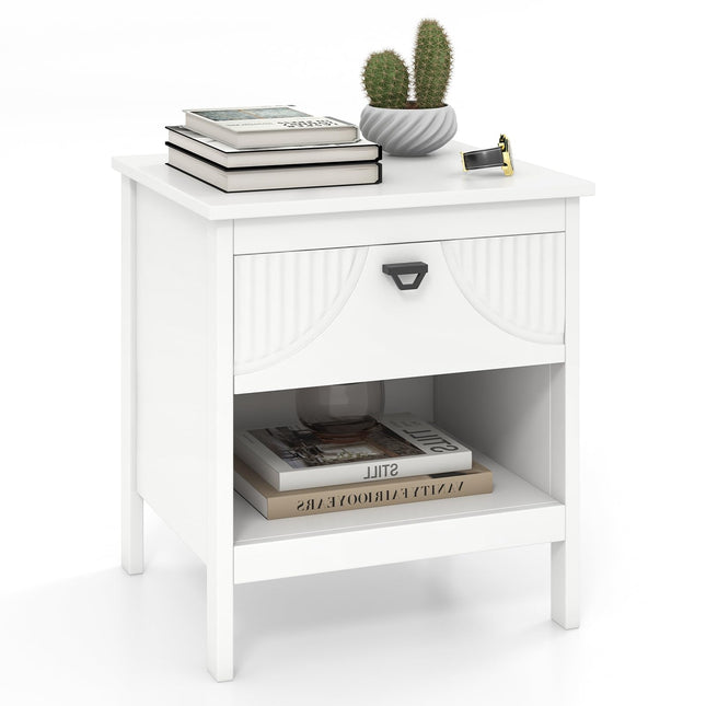 Dreamade Modern Nightstand with Drawer for Bedroom Small Place