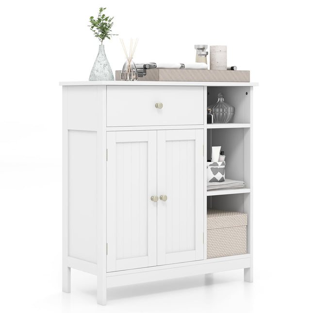Dreamade Bathroom Storage Cabinet with Drawer - Floor Cabinet w/ 3 Open Shelves