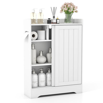 Dreamade Bathroom Slim Storage Cabinet w/2 Sliding Doors & Adjustable Shelves