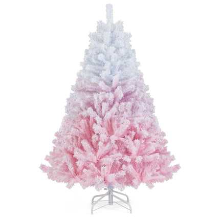 Dreamade Pink Gradient & White Snow Flocked Christmas Tree | Home Office Decoration