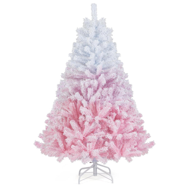 Dreamade Pink Gradient & White Snow Flocked Christmas Tree | Home Office Decoration