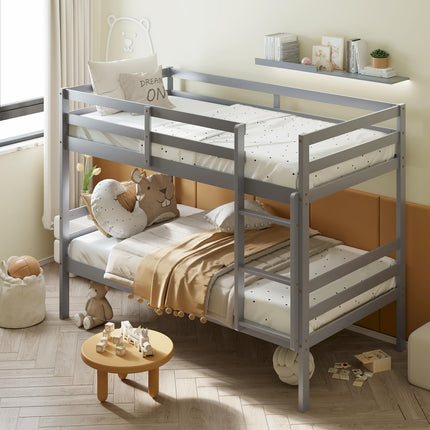 Dreamade Bunk Bed Twin Over Twin White, Solid Wood Bunk Bed