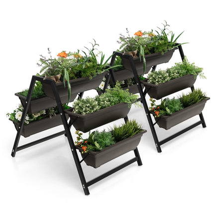 Dreamade Set of 2 Vertical Raised Garden Bed, 5 Planter Boxes Container w/ Drainage Holes