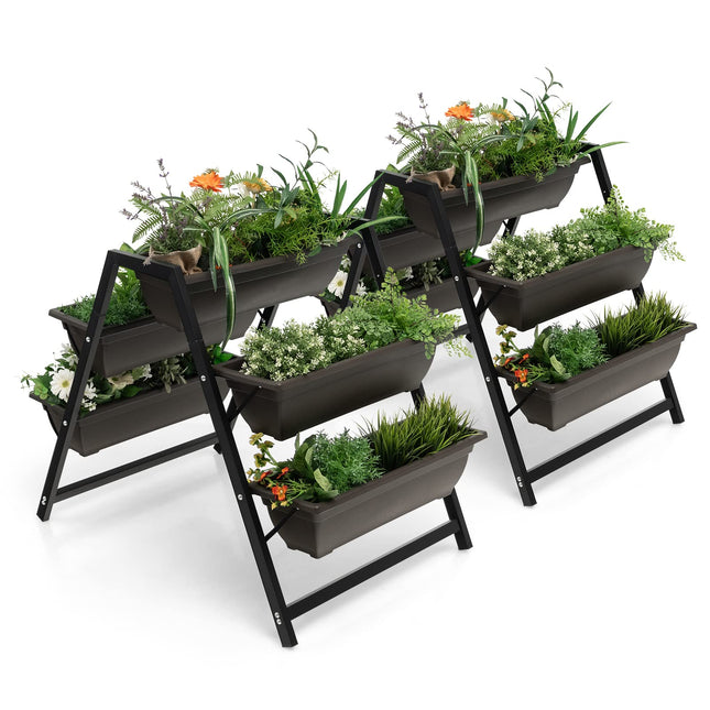Dreamade Set of 2 Vertical Raised Garden Bed, 5 Planter Boxes Container w/ Drainage Holes