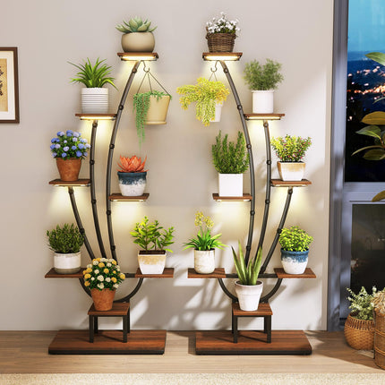 Dreamade Plant Stand Indoor 8-Tier 62" Tall Corner Metal Plant Shelf for Multiple Plants