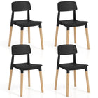 Dreamade Wooden Dining Chairs Set of 4, Modern Dining Side Chairs Set w/Ergonomic Backrest, Wide Seat & Sturdy Wooden Legs