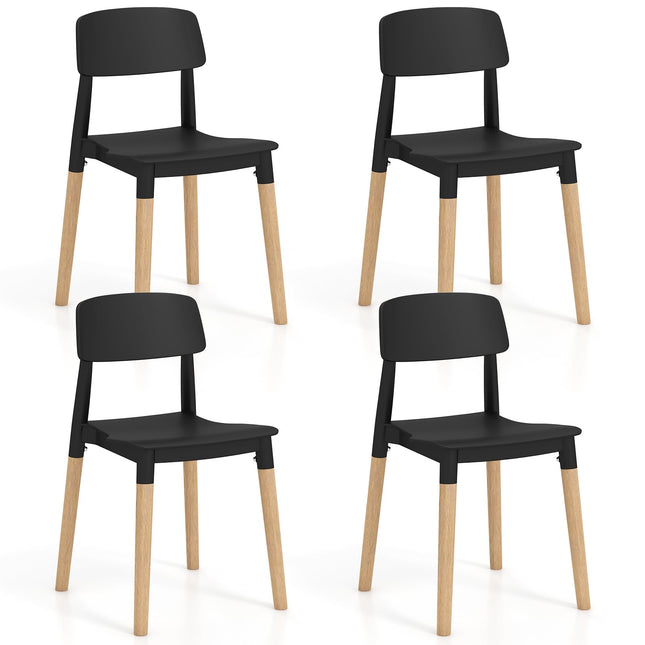 Dreamade Wooden Dining Chairs Set of 4, Modern Dining Side Chairs Set w/Ergonomic Backrest, Wide Seat & Sturdy Wooden Legs