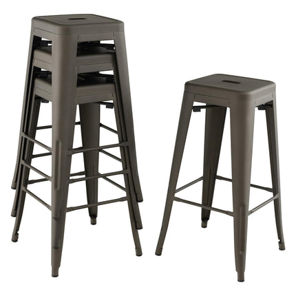 Dreamade Metal Backless Bar Stools Set of 4, 30" Bar Height Modern Industrial Barstools w/Cut-out Handle