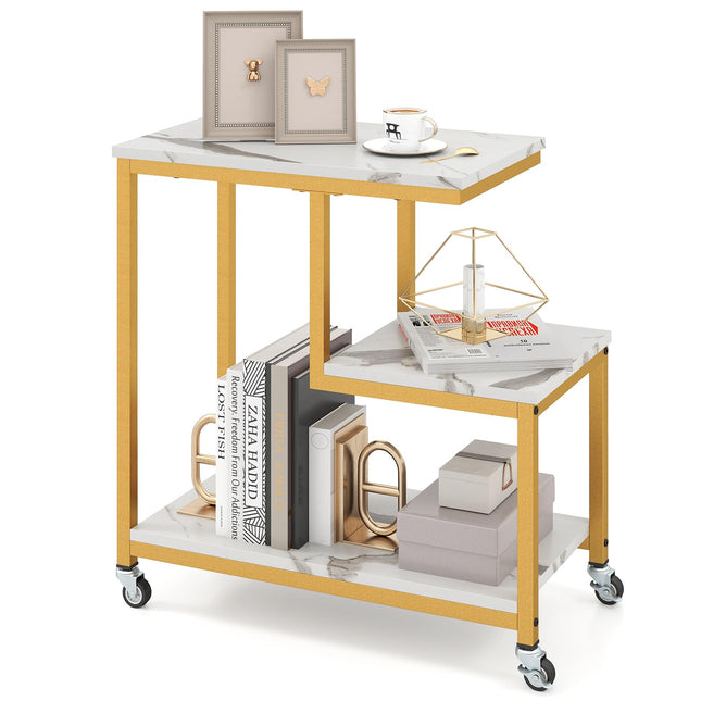 Dreamade 3 Tier Side Table with Wheels for Living Room Bedroom Office