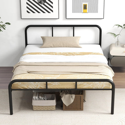 Dreamade Twin Size Bed Frame, Modern Metal Platform Bed with Headboard and Footboard, Heavy Duty Steel Slat Support Mattress Foundation