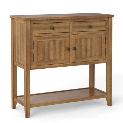 Dreamade Mid-Century Console Table Wood Coffee Bar Buffet Sideboard with 2 Drawers
