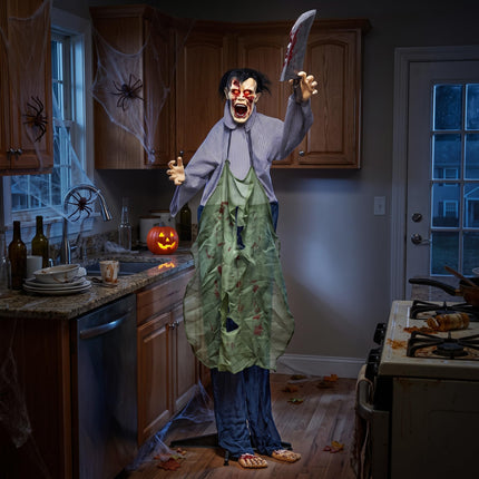 DREAMADE 6ft Halloween Animatronic Zombie Standing Sound Activated Decor