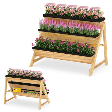 Dreamade 3-Tier Vertical Raised Garden Bed Wood Elevated Planter Box with Legs