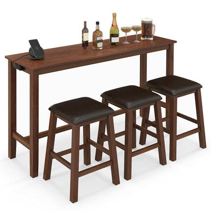Dreamade Dining Table Set, Kitchen Table Set, 4-Piece Counter Height Dining Set with 3 Upholstered Stools