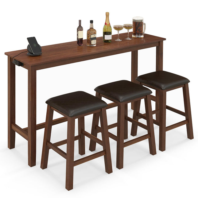 Dreamade Dining Table Set, Kitchen Table Set, 4-Piece Counter Height Dining Set with 3 Upholstered Stools