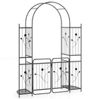 Dreamade 87'' Metal Garden Arbor with Lockable Gate and Planter Shelves