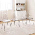 Dreamade Clear Dining Chairs Set of 4, Kitchen Chairs w/Transparent Seat & Curved Back