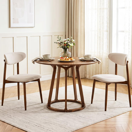 Dreamade Modern Upholstered Wooden Dining Chairs with Fabric Padded Seat (2/4)