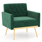 Dreamade Modern Velvet Accent Chair Set of 1/2, Mid-Century Upholstered Single Sofa Chair w/Button Tufted Back