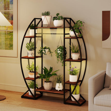 Dreamade Plant Stand Indoor with Grow Lights 10-Tier 63" Tall Metal Plant Shelf