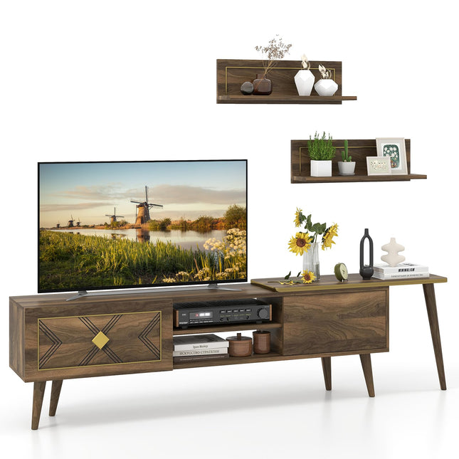 Dreamade 85 Inch TV Stand and 2 Floating Shelves Set