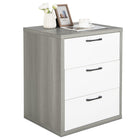 Dreamade Storage Drawer Dresser - Wood End Table, Night Stand with 3 Drawers (1, White & Gray)