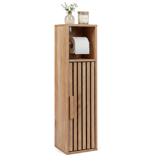 Dreamade Slim Bathroom Freestanding Toilet Paper Holder Stand with Door