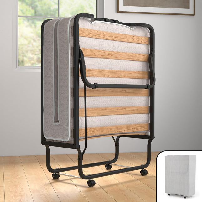 Dreamade Folding Bed with Mattress, 75x31 Cot Size Bed Frame, Roll Away Beds with Mattresses for Adults