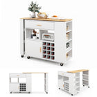 Dreamade Mobile Kitchen Island Cart - 2-in-1 Reversible Serving Cart Bar Table Combo, White