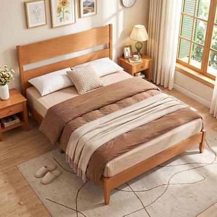 Dreamade Queen/Full/Twin Size Wooden Bed Frame with Slatted Headboard