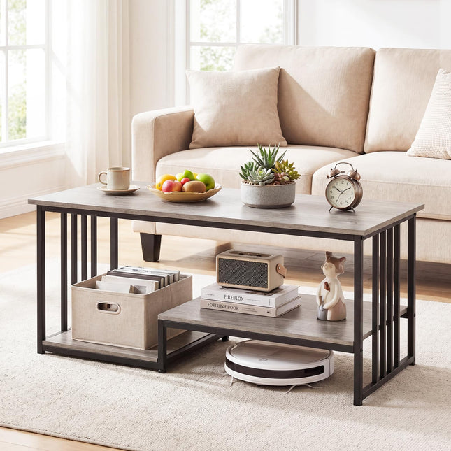 Dreamade 43.5" Coffee Table 2-Tier Center Table with Storage