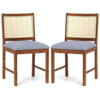 Dreamade Rattan Dining Chairs Set of 2/4, Modern Upholstered Kitchen Chairs w/Rubber Wood Frame
