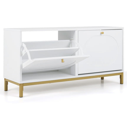 Dreamade Shoe Storage Bench with 2 Flip Drawers