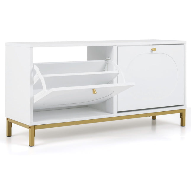 Dreamade Shoe Storage Bench with 2 Flip Drawers